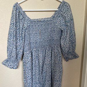 Lucie Elbow Sleeve Smocked Midi Dress in Sunflower Field